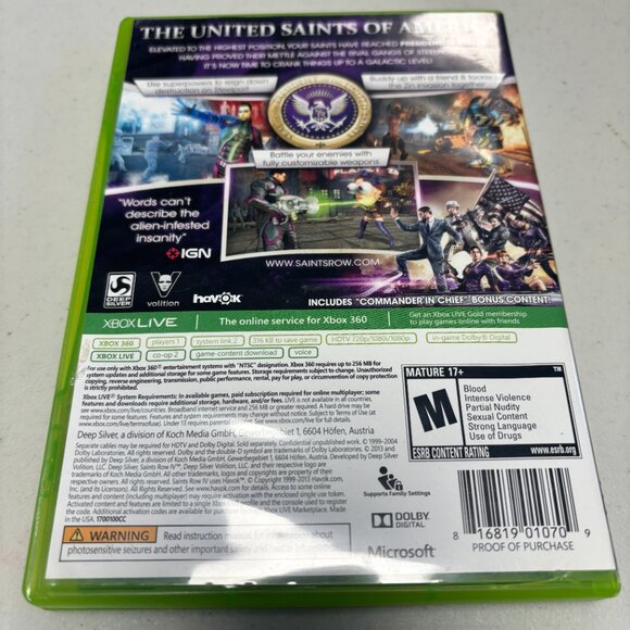 Xbox 360: Saints Row IV: Commander in Chief Edition - Preowned - 1872 - Picture 5 of 5
